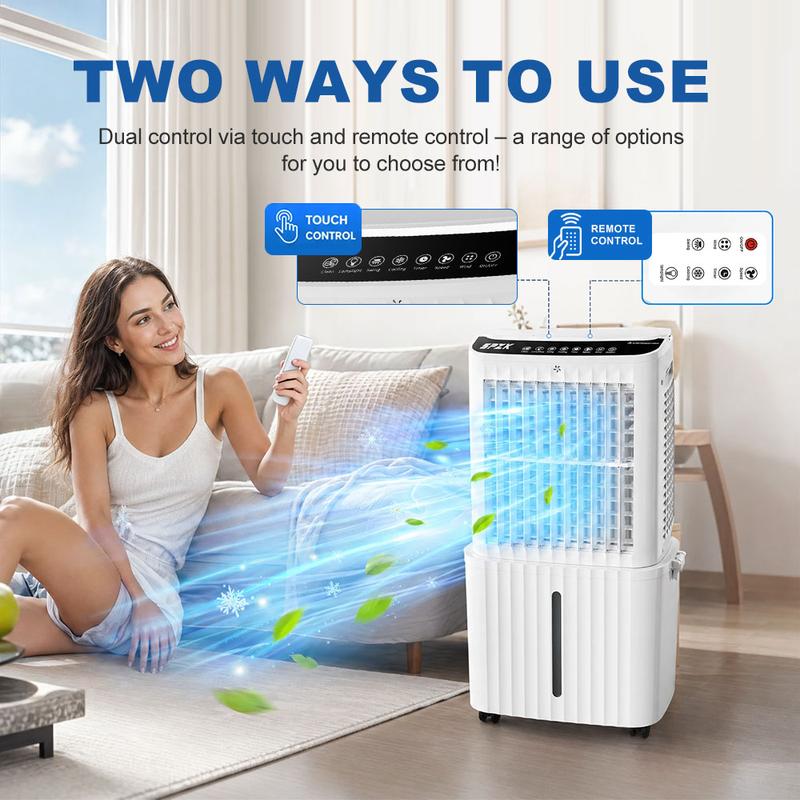 Large Ultra Quiet Portable Tank Air Cooler with 4 Ice Packs